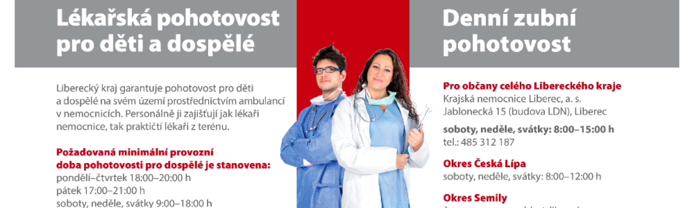 Informační plakát: Pohotovosti v Libereckém kraji